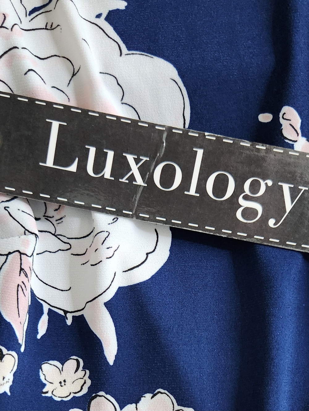 Luxology Womens Sleeveless Navy Floral High-Low Chiffon Midi Dress Size 1X - Picture 9 of 10